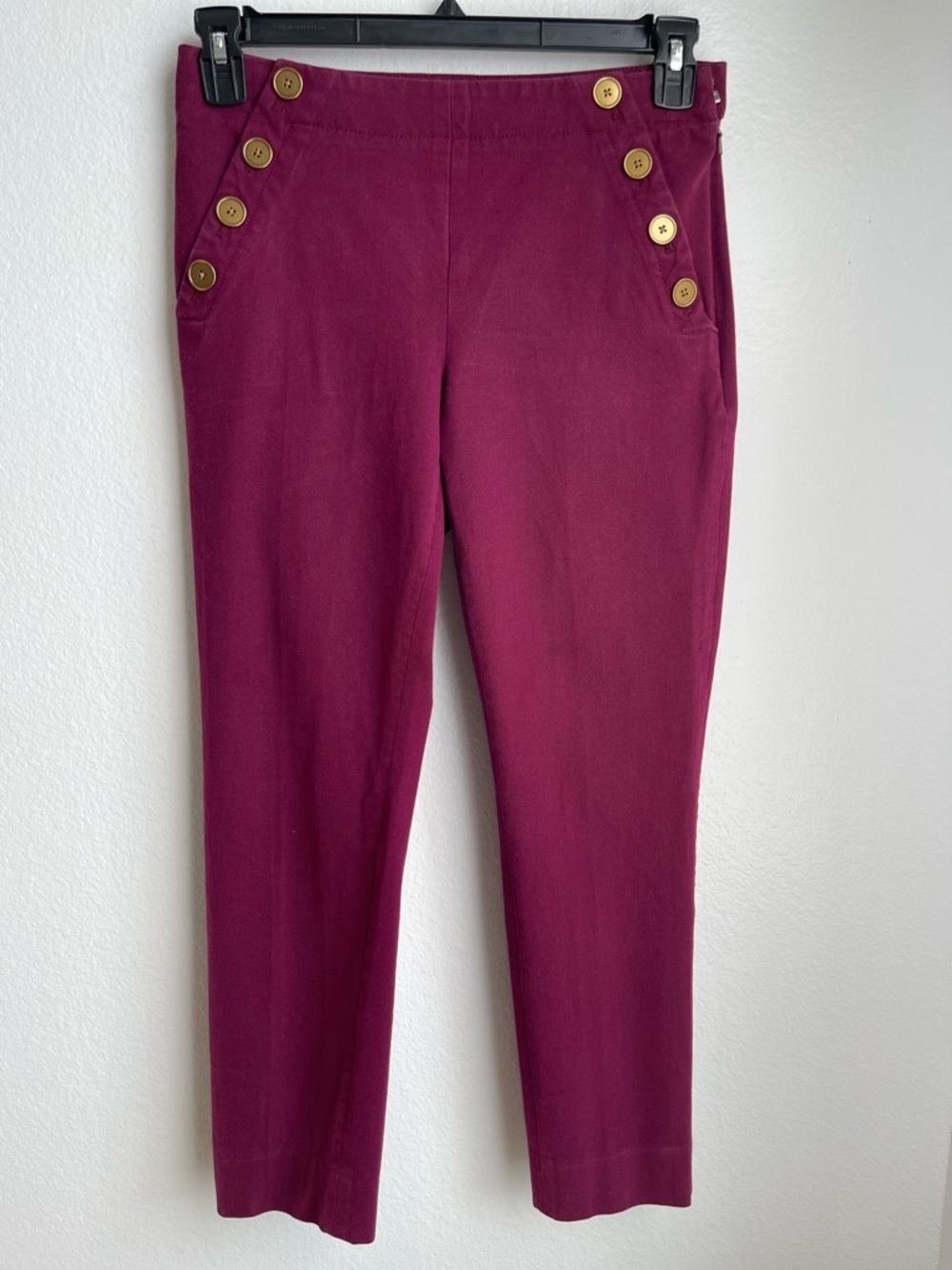 Banana Republic Sloan Button-Detail Wine Skinny Pants Size 4